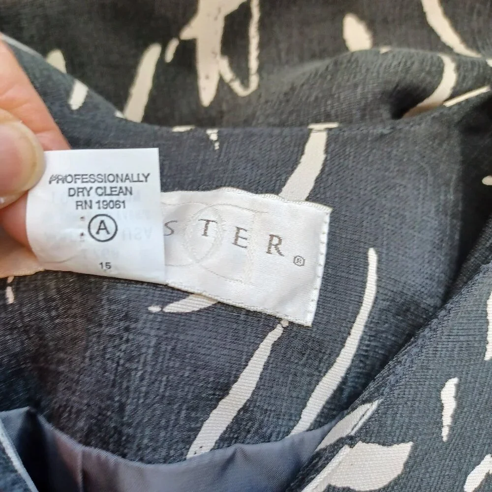 Doncaster Blazer Jacket Black Cream Abstract Print One Button‎ Lined Womens 16